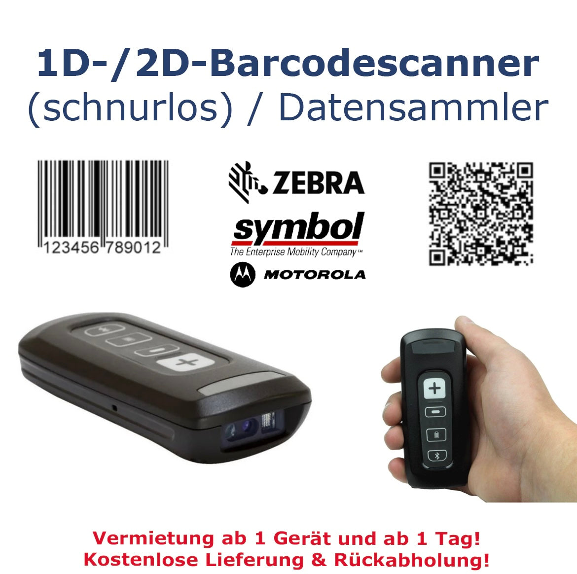 1D-&-2D- / QR Code mobiler Barcodescanner (Datensammler) mieten