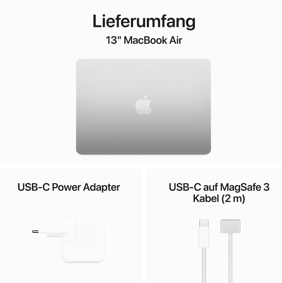 Apple MacBook AIR 13,6 Zoll ✅, 2024 ✅ M3-Chip, 8 GB RAM, 256 GB Speicher, silber, NEU ✅ OVP 🛑 0️⃣1️⃣ ab Lager