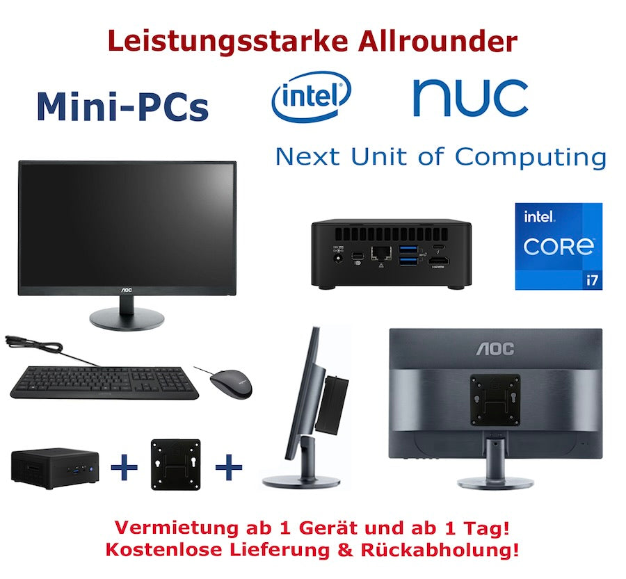 Intel NUC und Monitor mieten