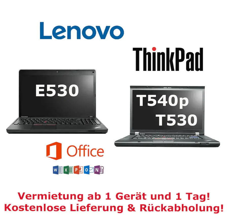 Laptops mieten für Office & Präsentationen – Lenovo ThinkPad E530 & T540p verfügbar