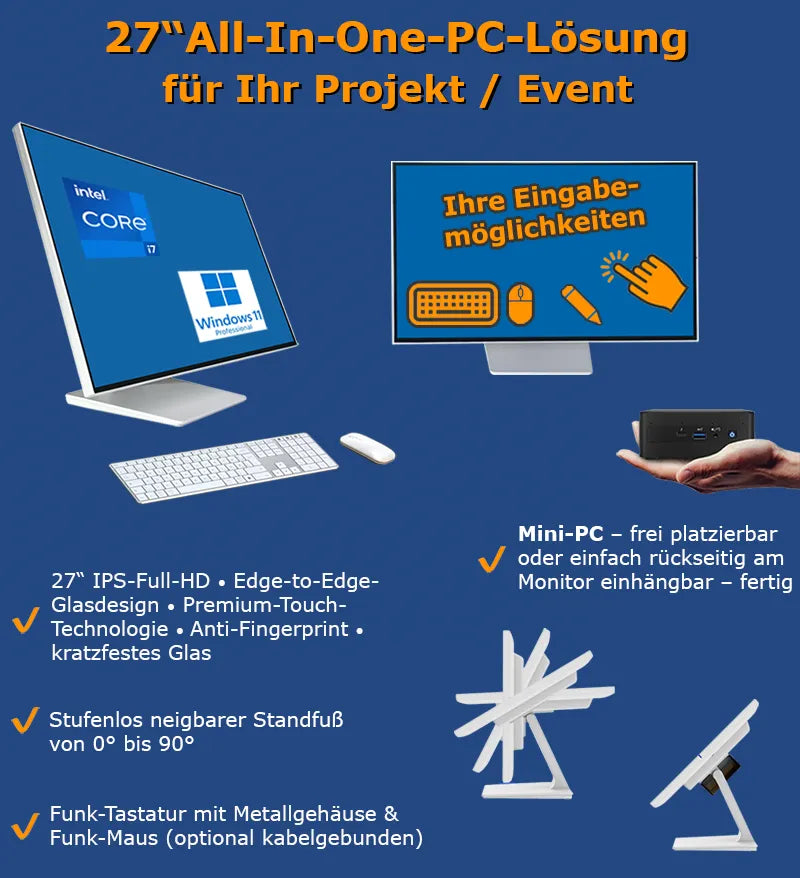 27" All-In-One Touch-PC Lösung mieten · leihen - für Präsentationen, und mehr