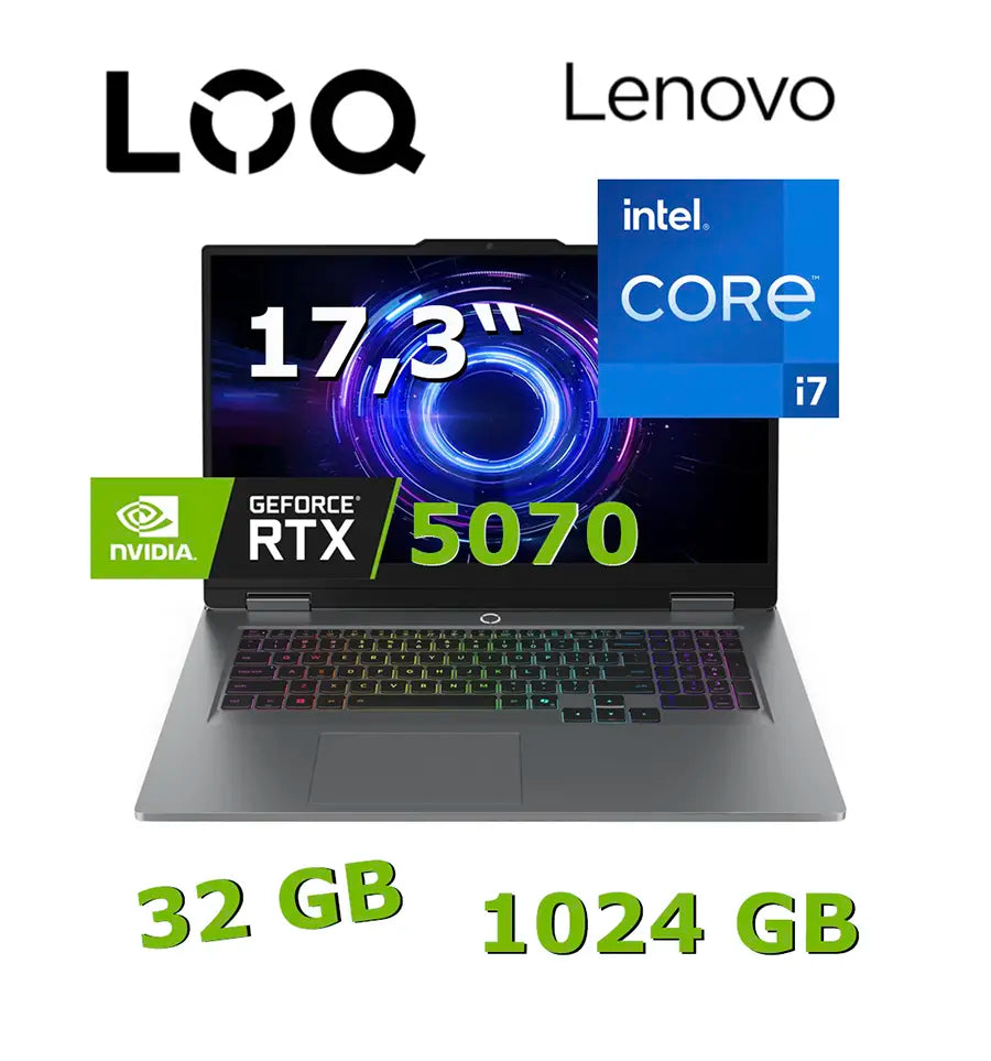 Gaming Laptops mieten · leihen – für VR, CAD, 3D - LENOVO LOQ 17IRX10 (RTX 5070)