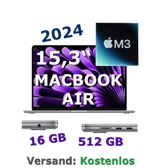 Apple MacBook Air 15” M3 – 16GB – 512GB – Space Grau | MXD13D/A NEU