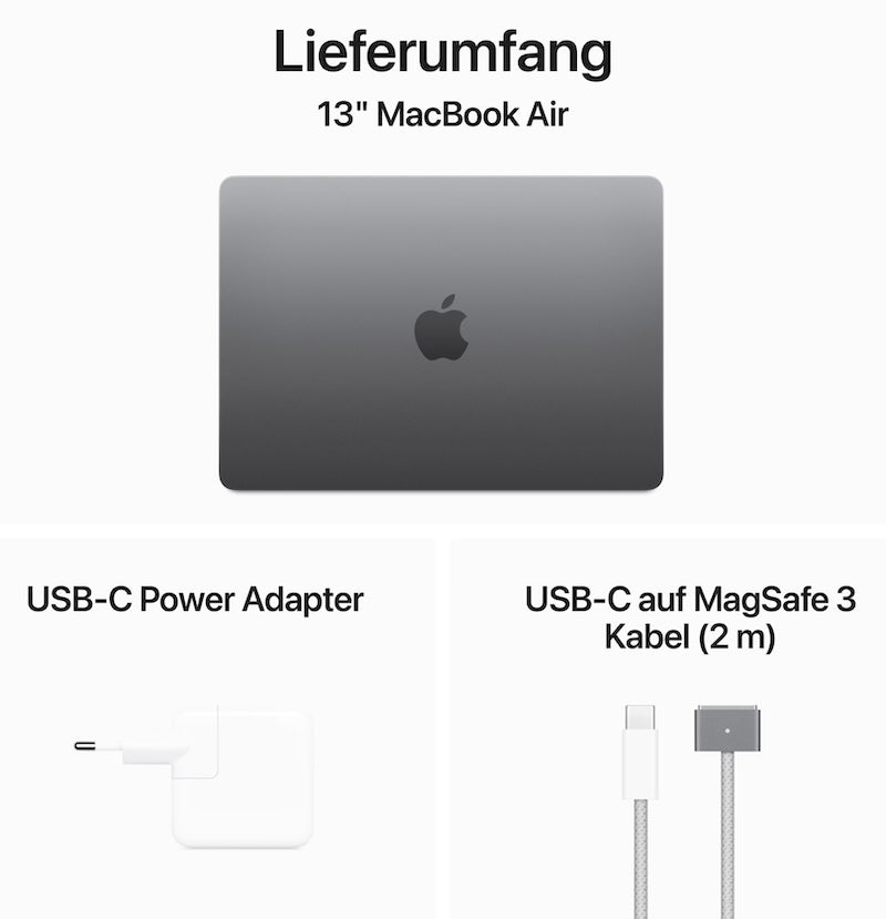 Apple MacBook Air 13,6” M3 – 16 GB RAM | 256 GB SSD | Space Grau (MC8G4D/A) | OVP