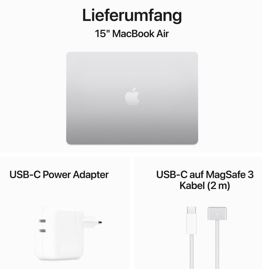 Apple MacBook Air 15,3” M3 – 16 GB RAM | 512 GB SSD | silber (MXD23D/A) | OVP